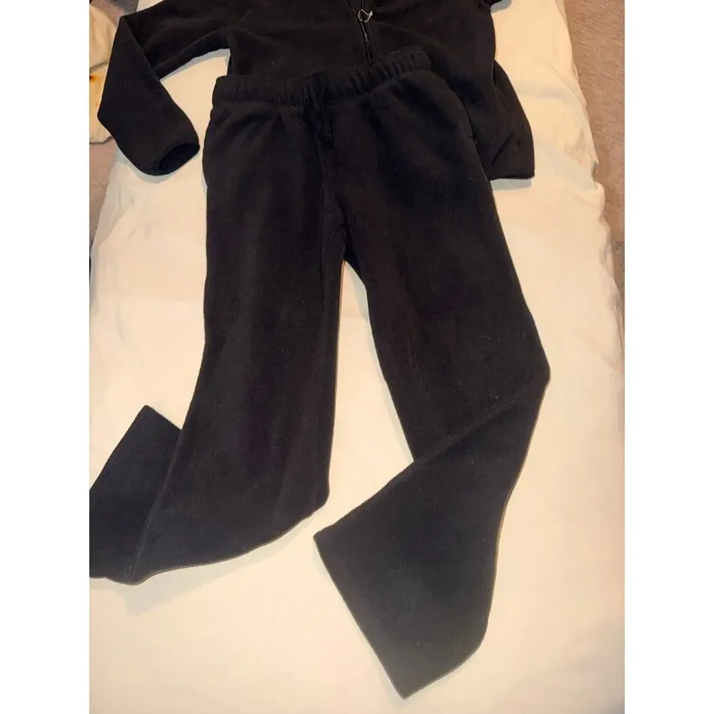 Girls 2 Pc Outfit Jacket And Wide Leg Joggers Black Size 10/12